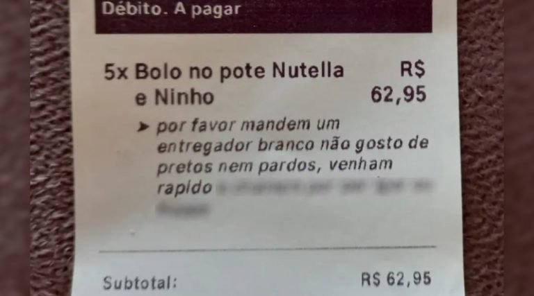 Empresária se indigna com pedido racista de cliente por aplicativo: ‘Mandem entregador branco, não gosto de pretos nem pardos’