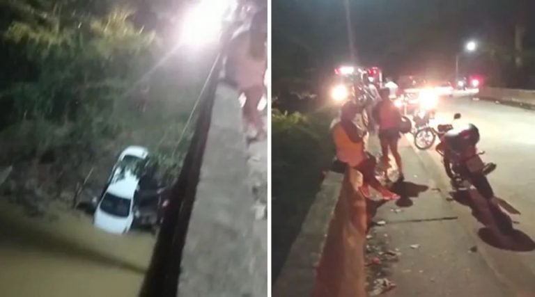 Motorista perde controle de carro que cai na beira de igarapé