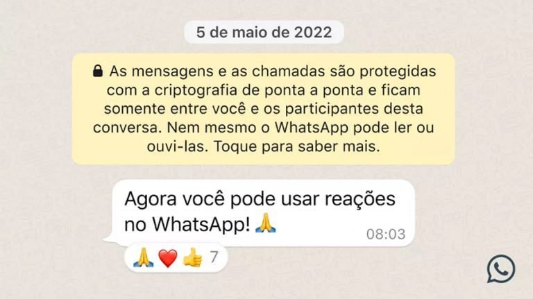 WhatsApp começa a liberar reações com emojis para usuários