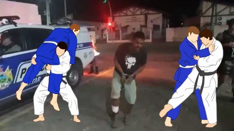 Pai e filha são assaltados em parada de ônibus, mas homem aplica golpe de jiu-jitsu e imobiliza suspeito até a chegada da polícia em Rio Branco