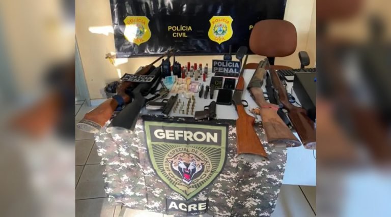 Ação policial integrada apreende várias armas; dois foram presos em flagrante em Brasileia