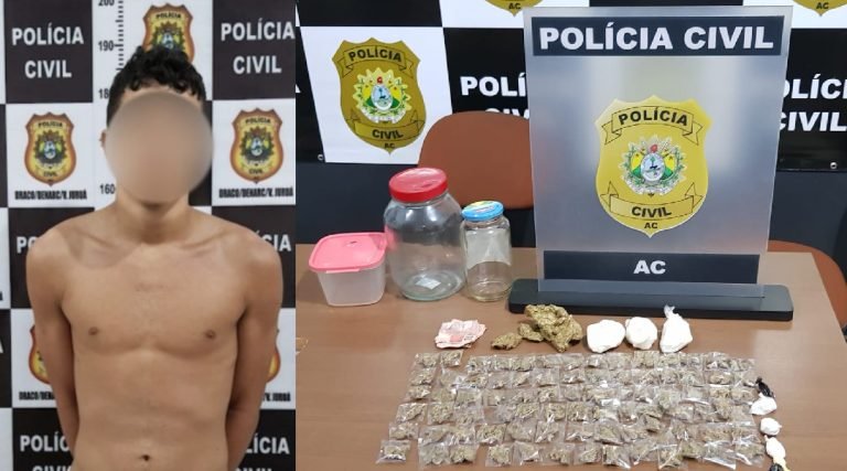 Homem é preso com 300g de entorpecentes no bairro Telégrafo em Cruzeiro do Sul