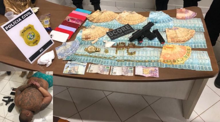 Em Rio Branco, Polícia Civil prende homem em posse de arma, droga e quase R$ 20 mil em dinheiro