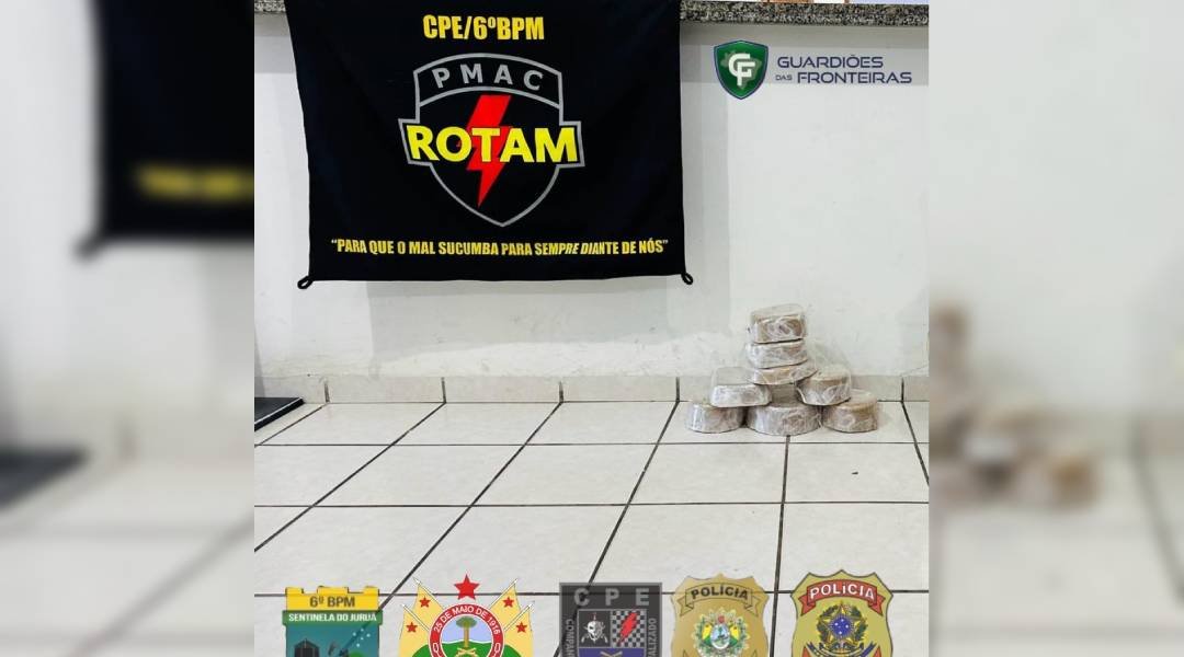 Forças de segurança apreende mais de 9 quilos de entorpecentes no porto do Rio Juruá em Cruzeiro do Sul