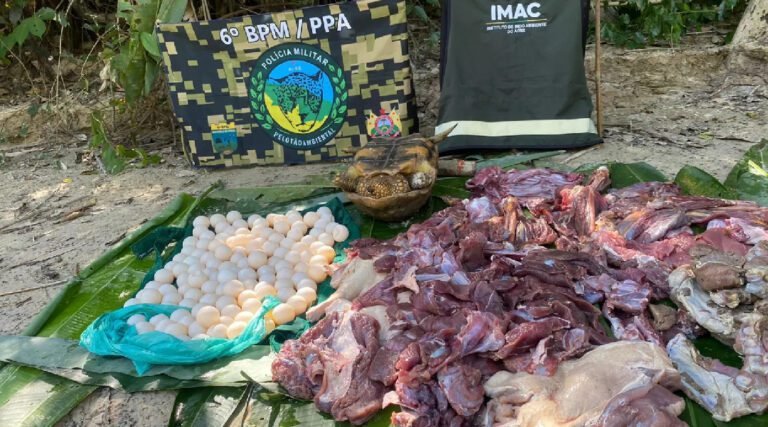 Polícia Militar e órgãos ambientais, apreendem carne de caça que seria comercializada em Mâncio Lima