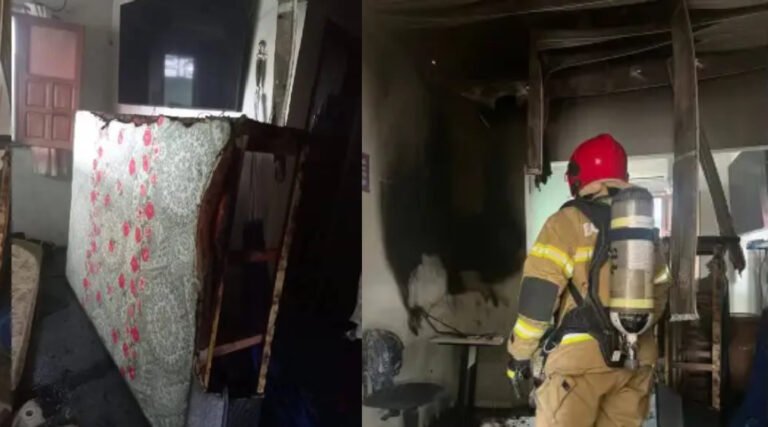 Bombeiros combatem incêndio em residência no bairro Alumínio, em Cruzeiro do Sul