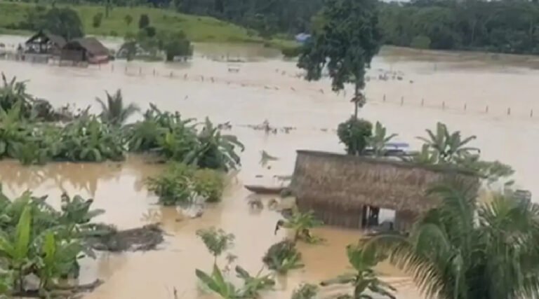 Rio Gregório enche e alcança terra indígena dos Yawanawás