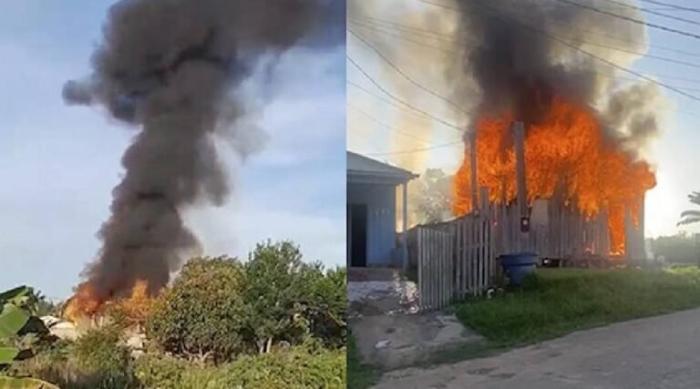 Casa é destruída em incêndio no interior do Acre