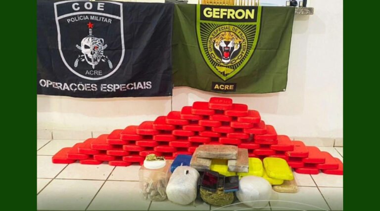 Operação conjunta resulta na apreensão de mais de 80kg de drogas e munições em Mâncio Lima, Acre