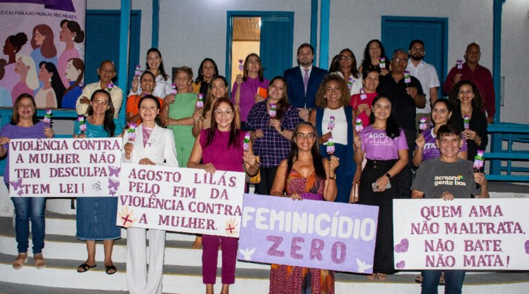 Agosto Lilás para enfrentamento da violência contra mulher é aberto em Cruzeiro do Sul