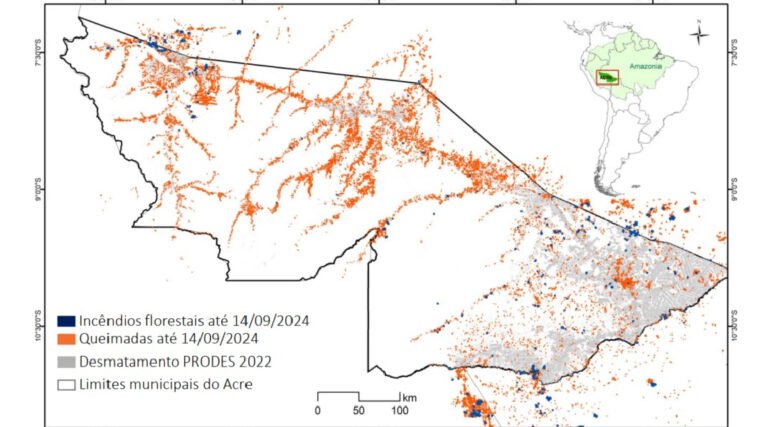 Incêndios florestais no Acre já destruíram mais de 100 mil hectares e ameaçam áreas de preservação