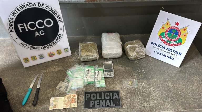 Ação integrada entre Polícia Penal e Polícia Militar resulta na apreensão de drogas e prisão de jovem no bairro Cruzeirão
