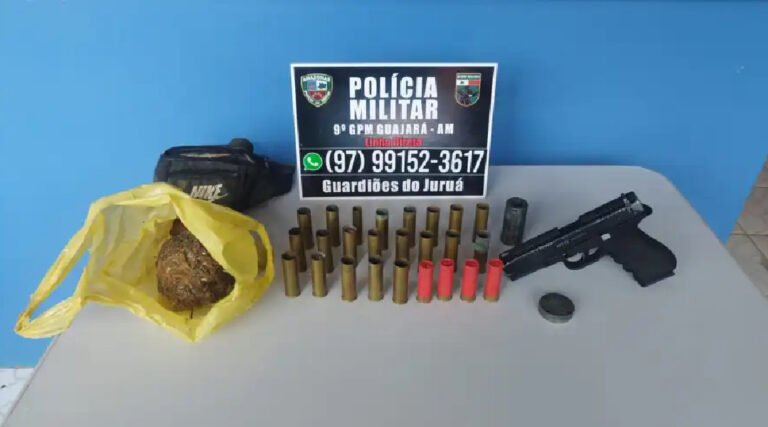PM apreende simulacro e munições  em Guajará; suspeito fugiu