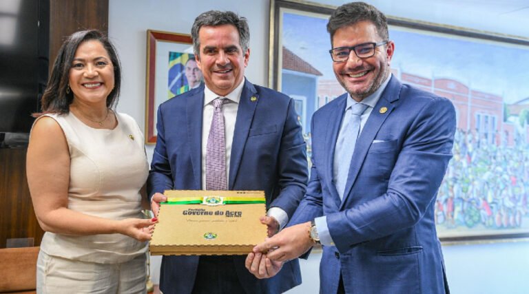 Gladson Camelí e a vice-governadora Mailza cumprem agenda em Brasília com o presidente nacional do PP, senador Ciro Nogueira