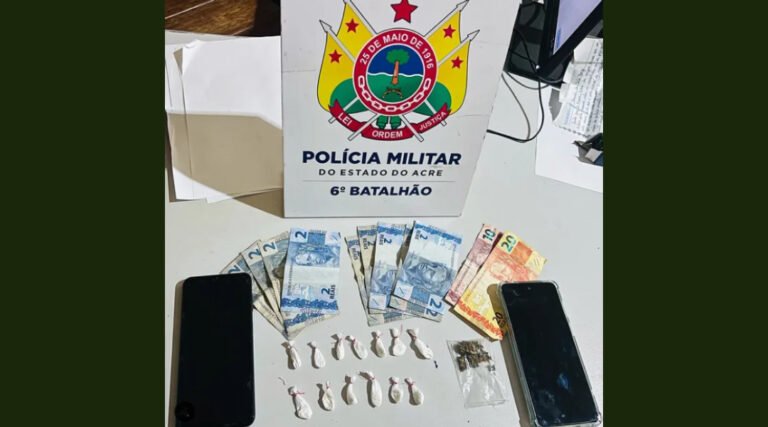 PM prende dois suspeitos e apreende drogas no centro de Cruzeiro do Sul