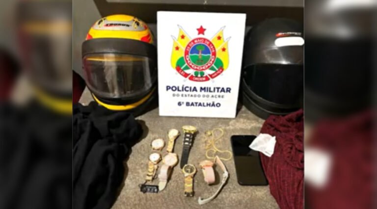 Polícia Militar prende dupla acusada de furtos em Cruzeiro do Sul; suspeitos usavam moto roubada e simulacro de arma de fogo