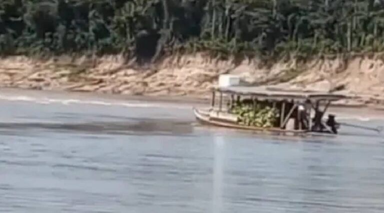 Embarcação carregada com bananas naufraga em rio no interior do Acre