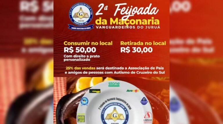 2ª edição da Feijoada da Maçonaria arrecadará fundos para AAPA em Cruzeiro do Sul