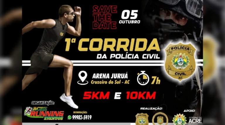 Polícia Civil abre inscrições para corrida em Cruzeiro do Sul com provas de 5 km e 10 km