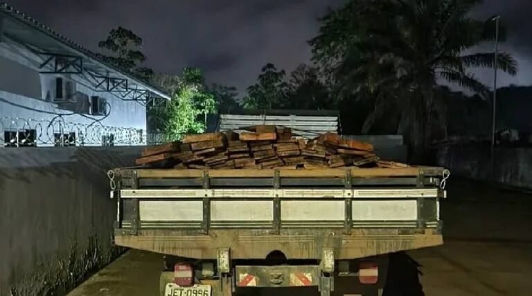 Polícia apreende caminhão com madeira ilegal na zona rural de Mâncio Lima