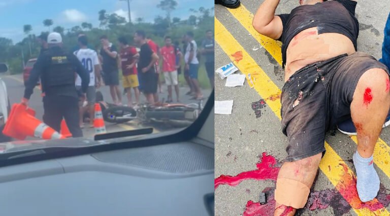 Motociclista fica ferido após colidir na traseira de carro na Estrada da Ufac, em Cruzeiro do Sul