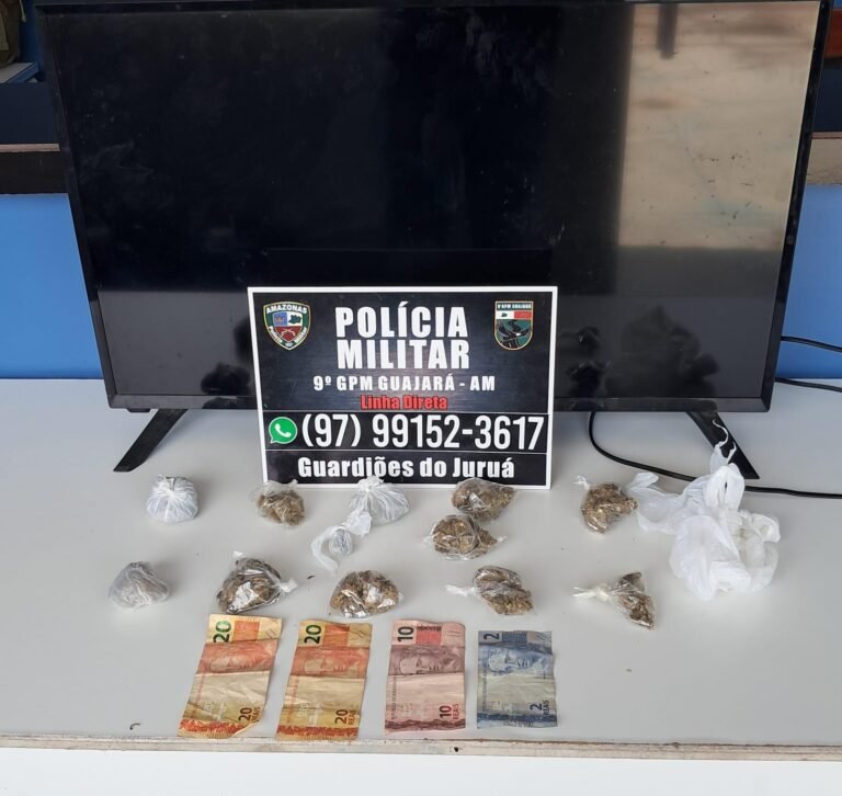 Polícia Militar do Amazonas prende três homens por tráfico de drogas em Guajará-AM