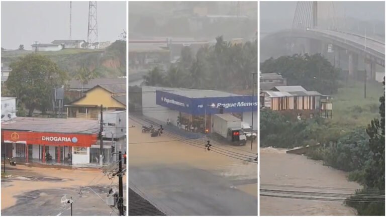 Chuva forte alaga diversos pontos de Cruzeiro do Sul na tarde desta terça-feira