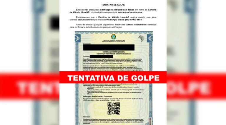 Cartório de Mâncio Lima alerta população sobre golpe com falsas notificações extrajudiciais