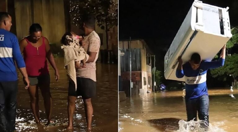 Após chuvas intensas, Rio Acre fica a menos de 30 cm da cota de transbordo; famílias são retiradas de áreas alagadas