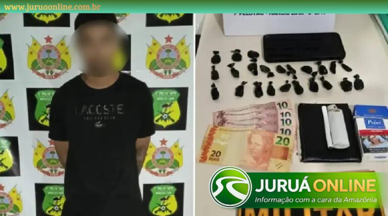 Jovem é preso por tráfico de drogas durante operação da PM em Mâncio Lima