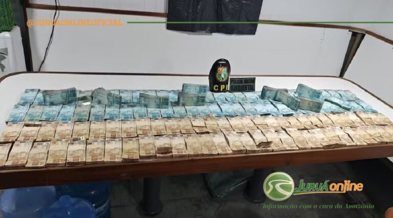 Polícia apreende mochila com R$ 1 milhão em dinheiro durante abordagem a lancha no interior do Amazonas