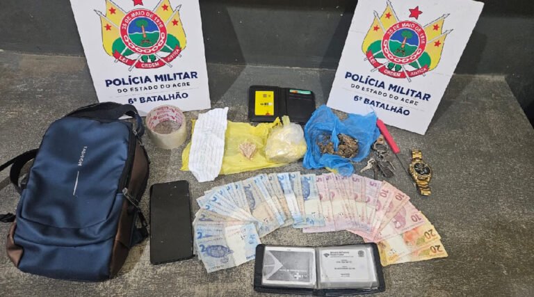 Em Cruzeiro do Sul, PM prende dois homens e apreende drogas durante operação no bairro do Telégrafo