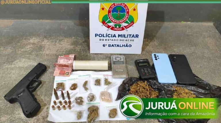 POLÍCIAIS DO 6° BPM PRENDEM LIDERANÇA DE FACÇÃO COM MUNIÇÕES DE FUZIL DO EXÉRCITO E DROGA