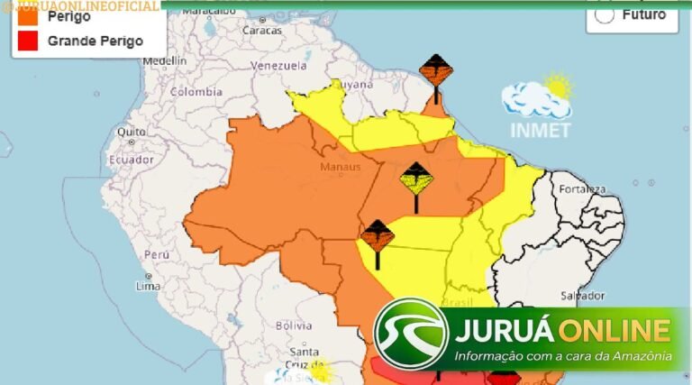 Inmet emite alerta de perigo para chuvas intensas e ventos fortes no Acre