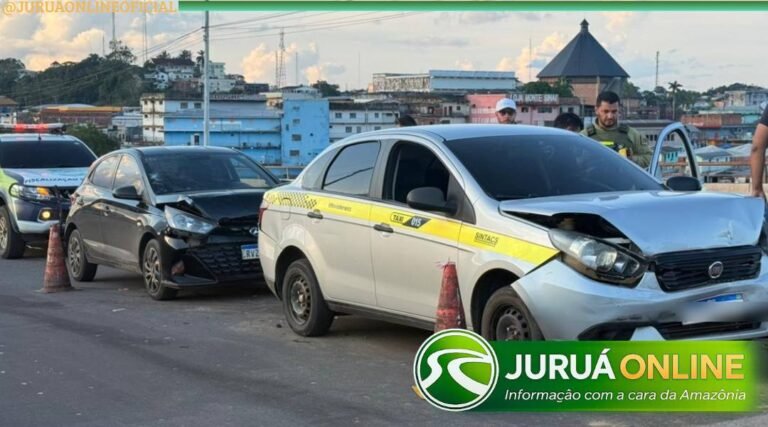 Acidente envolvendo três veículos é registrado na Ponte da União, em Cruzeiro do Sul