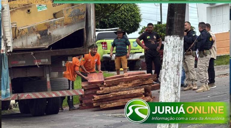 PRF apreende madeira ilegal durante fiscalização na BR-364 em Cruzeiro do Sul