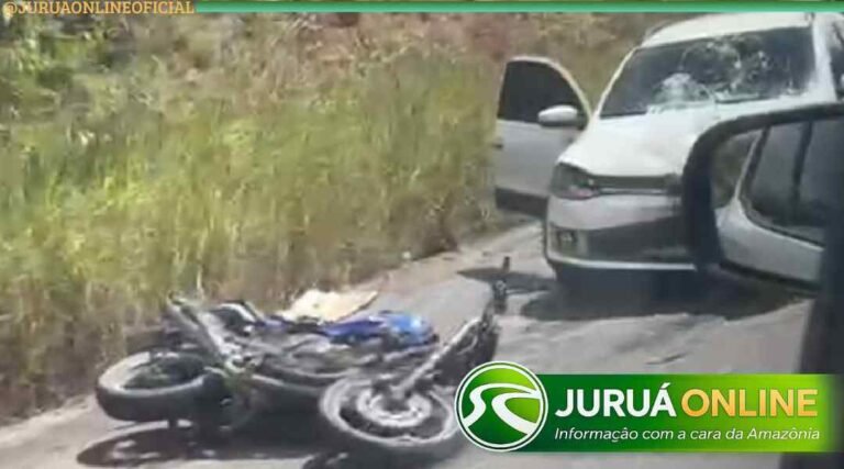 Colisão entre motocicleta e caminhonete deixa ferido em estrada entre Cruzeiro do Sul e Guajará