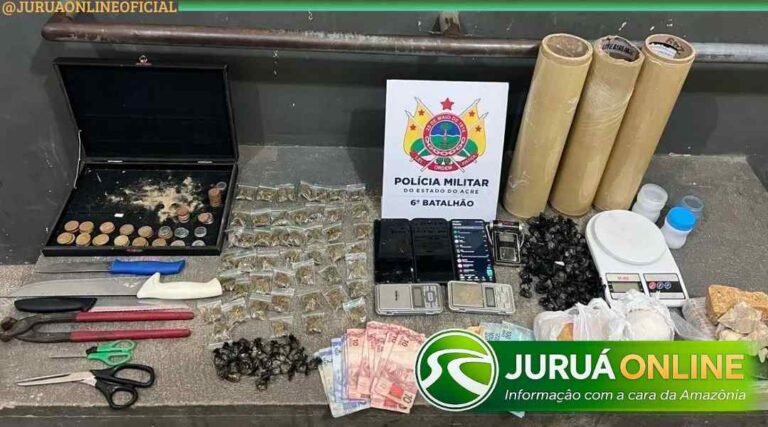 Operação policial apreende mais de 2 kg de drogas e detém quatro pessoas em Cruzeiro do Sul