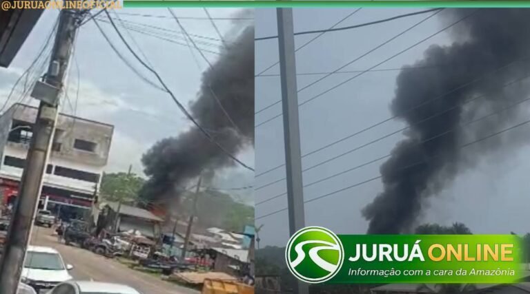 Incêndio em residência mobiliza bombeiros e chama atenção pela fumaça no bairro da Várzea, em Cruzeiro do Sul