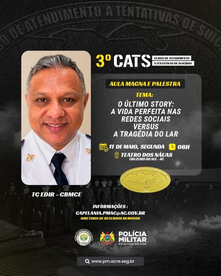 PM e Sejusp promovem aula inaugural de curso voltado ao atendimento de tentativas de suicídio em Cruzeiro do Sul
