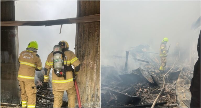 Incêndio atinge três salas comerciais no Centro de Bujari, no Acre