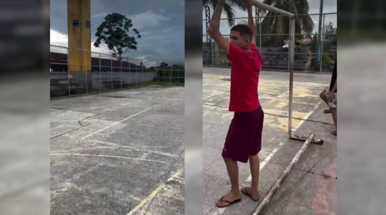 Moradores denunciam abandono de quadra esportiva no Miritizal, em Cruzeiro do Sul