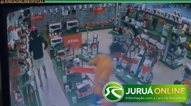 Quadrilha invade loja e foge com 11 motosserras em plena luz do dia em Cruzeiro do Sul