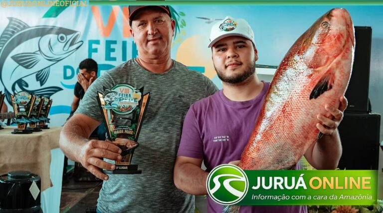 Com tambaqui de mais de 10 quilos, jovem piscicultor vence concurso do maior pescado na VIII Feira do Peixe