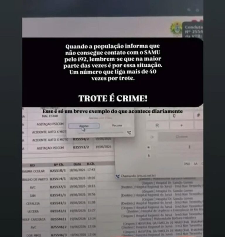 40 ligações falsas; vídeo mostra médica atendendo trote ao SAMU