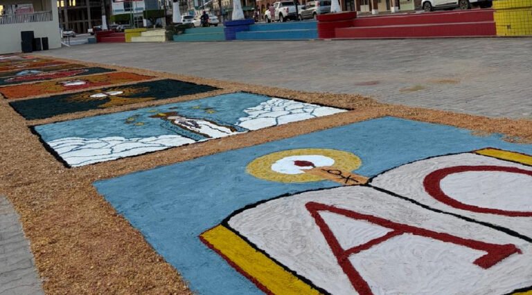 Após horas de trabalho, tapete de Corpus Christi está pronto para receber fiéis em Cruzeiro do Sul
