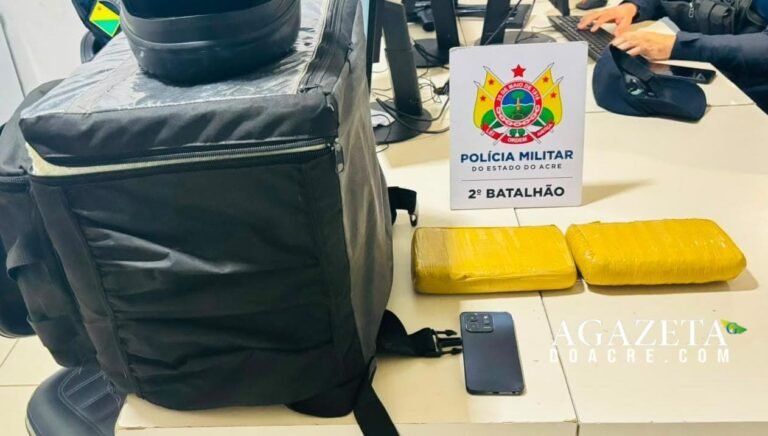 Entregador de aplicativo é preso com cerca de 2 kg de skank escondidos em mochila de trabalho em Rio Branco