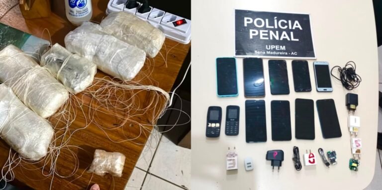Onze celulares e carregadores são apreendidos antes de serem arremessados para presídio em Sena Madureira