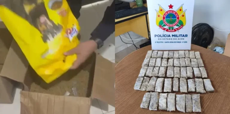 PM apreende 47 tabletes de maconha escondidos em ração para cachorro em Santa Rosa do Purus